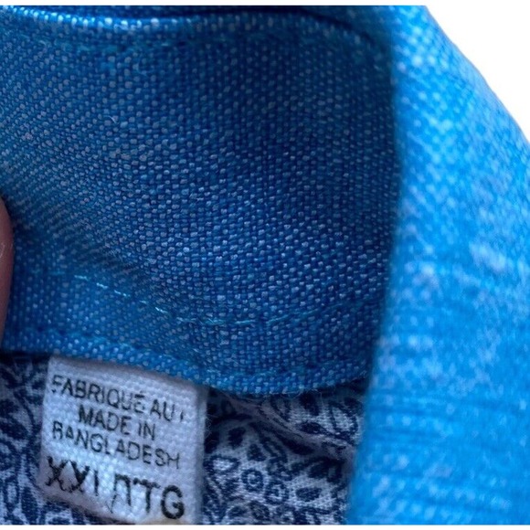 Projek Raw Mens Shirt XXL Linen Blend Blue Button Up Pocket - Picture 4 of 6